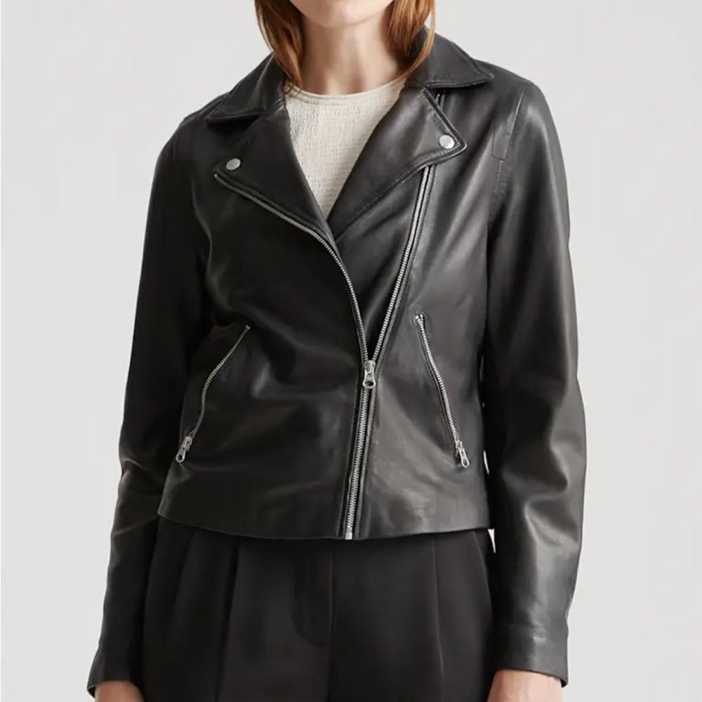 Quince Classic Black Leather Jacket